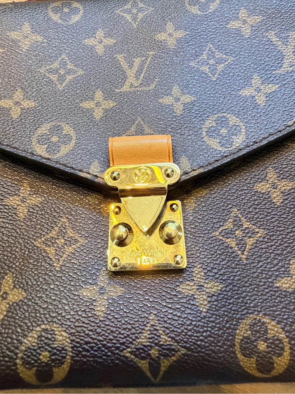 Louis Vuitton Brown Monogram Crossbody Bag with Gold Hardware